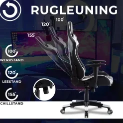 Ocazi New York Gaming stoel - Bureaustoel - Zwart/Wit
