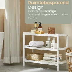 O'DADDY Bamboe Schoenenrek - 3 Laags - Voor 12 Paar - Wit - 70x26x55 cm