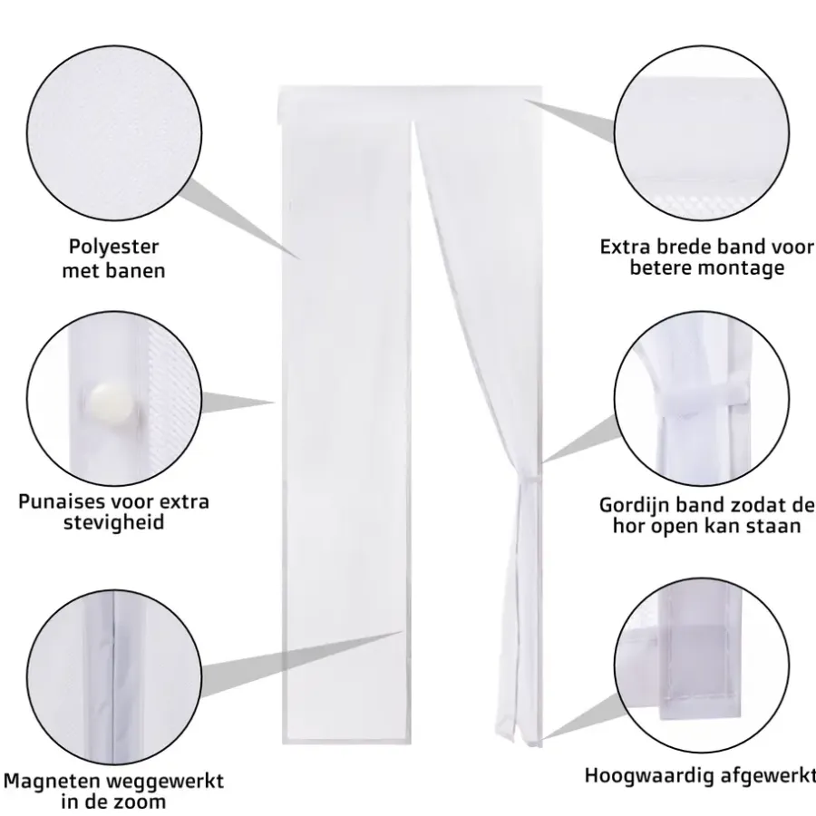 O'DADDY O’DADDY Deurgordijn – Magnetisch Vliegengordijn - 100x230cm – hor Wit