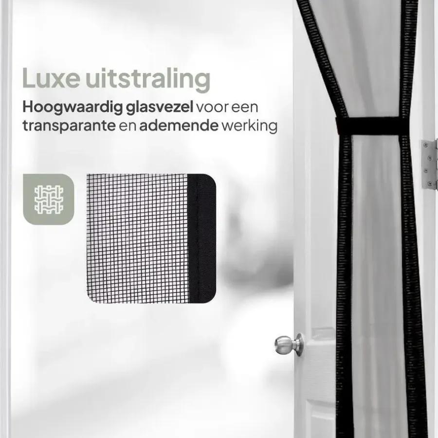 Raam En Deurhorren|Vliegengordijnen En Deurgordijnen-O'DADDY Deurgordijn Deluxe FIBER - Magnetisch Vliegengordijn 92x230 Zwart