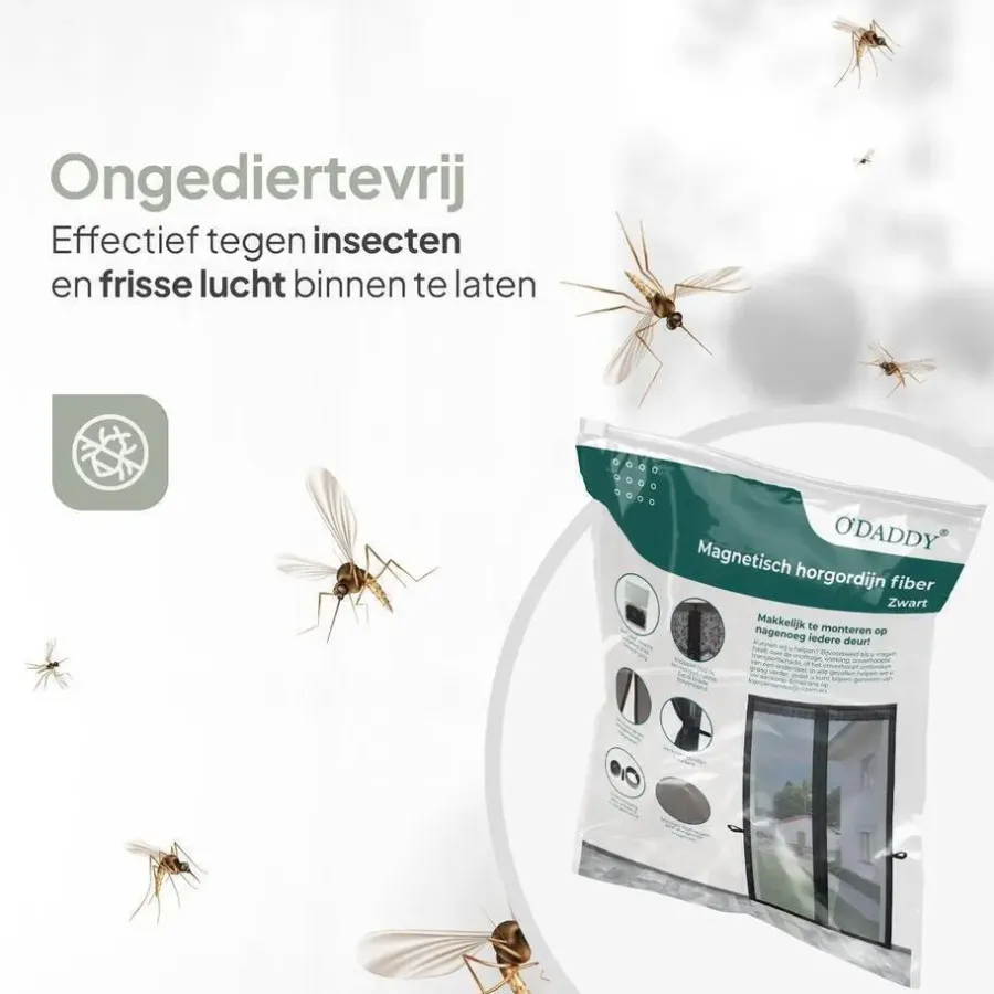 Raam En Deurhorren|Vliegengordijnen En Deurgordijnen-O'DADDY Deurgordijn Deluxe FIBER - Magnetisch Vliegengordijn 92x230 Zwart