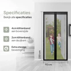 Raam En Deurhorren|Vliegengordijnen En Deurgordijnen-O'DADDY Deurgordijn Deluxe FIBER - Magnetisch Vliegengordijn 92x230 Zwart