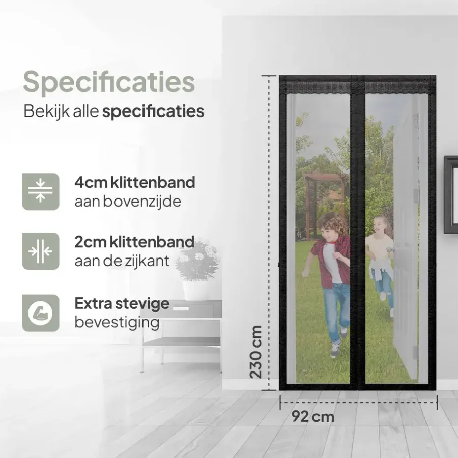 Raam En Deurhorren|Vliegengordijnen En Deurgordijnen-O'DADDY Deurgordijn Deluxe FIBER - Magnetisch Vliegengordijn 92x230 Zwart