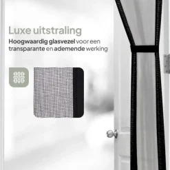 Raam En Deurhorren-O'DADDY Deurgordijn Deluxe FIBER - Magnetisch Vliegengordijn 150x260 Zwart
