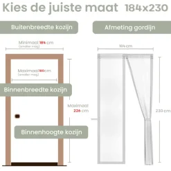 Raam En Deurhorren-O'DADDY Deurgordijn Deluxe FIBER 184x230 - Magnetisch Vliegengordijn Wit