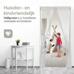 Raam En Deurhorren-O'DADDY Deurgordijn Deluxe FIBER 184x230 - Magnetisch Vliegengordijn Wit