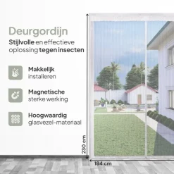 Raam En Deurhorren-O'DADDY Deurgordijn Deluxe FIBER 184x230 - Magnetisch Vliegengordijn Wit