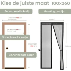Raam En Deurhorren-O'DADDY Deurgordijn Deluxe FIBER - Magnetisch Vliegengordijn 100x260 Zwart