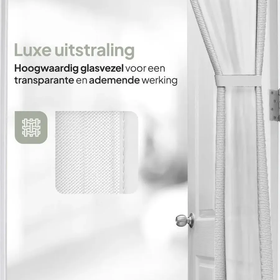 Raam En Deurhorren-O'DADDY Deurgordijn Deluxe FIBER 100x260 - Magnetisch Vliegengordijn Wit