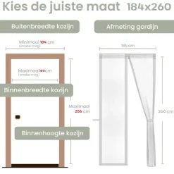 Raam En Deurhorren-O'DADDY Deurgordijn Deluxe FIBER 184x260 - Magnetisch Vliegengordijn Wit
