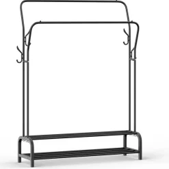 O'DADDY Dubbel Kledingrek met Schoenenrek - Zwart - 110x33x(137-157) cm