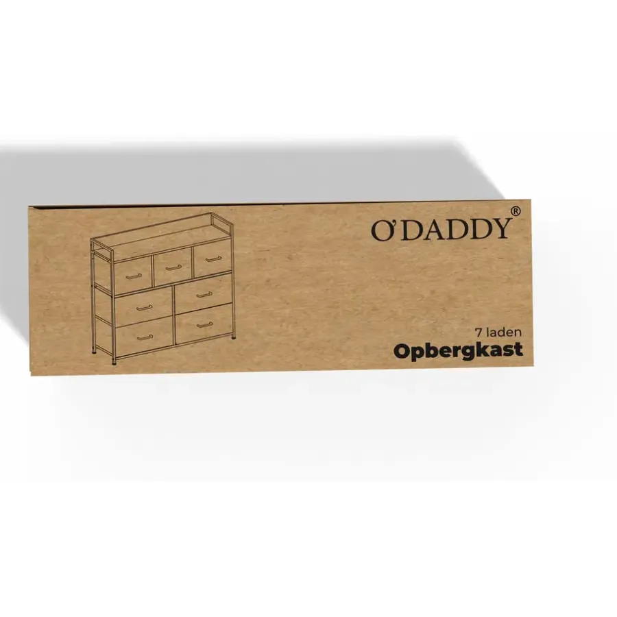 O'DADDY Industrieel Ladekast - 7 Laden - Vintage Bruin/Zwart - 28,5x98x85 cm
