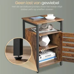O'DADDY Industrieel Nachtkastje met Deur - 40x40x60 cm - Modern Bruin