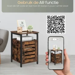 O'DADDY Industrieel Nachtkastje met Deur - 40x40x60 cm - Modern Bruin