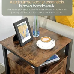 O'DADDY Industrieel Nachtkastje met Deur - 40x40x60 cm - Modern Bruin