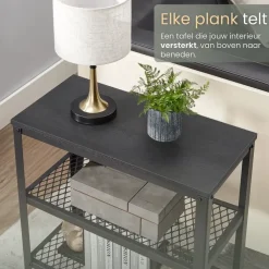 Sidetables-O'DADDY Industriële Wandtafel - 2 Gaasplanken - 60x30x60 cm - Zwart