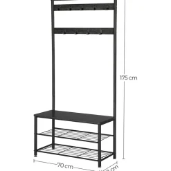 Kledingrekken|Kledingrekken-O'DADDY Kapstok met Schoenenrek - Zwart - 9 Haken - 2-Laags Rek