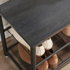 Kledingrekken|Kledingrekken-O'DADDY Kapstok met Schoenenrek - Zwart - 9 Haken - 2-Laags Rek