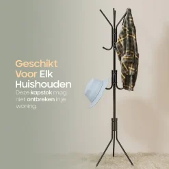 Kapstokken-O'DADDY ® Kapstok Staand - Opbergrek - 12 Haken - Vrijstaand Garderoberek