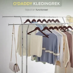 Kledingopbergers|Kledingrekken-O'DADDY Kledingrek - Dubbele Stang - Uitschuifbaar & Verstelbaar - 110 kg