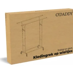 Kledingopbergers|Kledingrekken-O'DADDY Kledingrek - Dubbele Stang - Uitschuifbaar & Verstelbaar - 110 kg