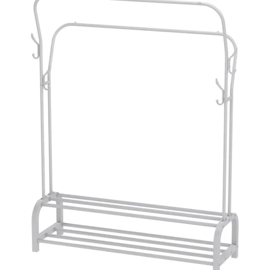 Kledingopbergers|Kledingrekken-O'DADDY Kledingrek met Dubbel Schoenenrek - Wit - 110x33x(137-157) cm