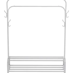 Kledingopbergers|Kledingrekken-O'DADDY Kledingrek met Dubbel Schoenenrek - Wit - 110x33x(137-157) cm