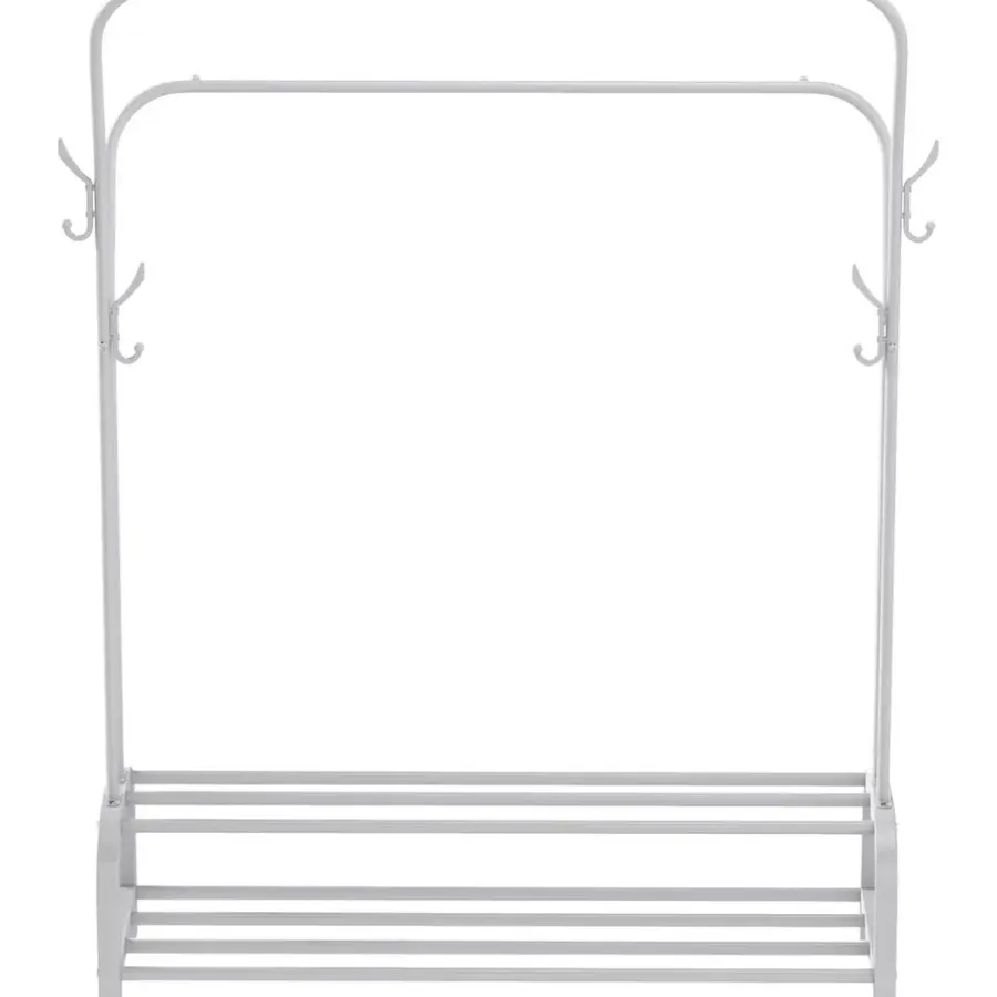 Kledingopbergers|Kledingrekken-O'DADDY Kledingrek met Dubbel Schoenenrek - Wit - 110x33x(137-157) cm