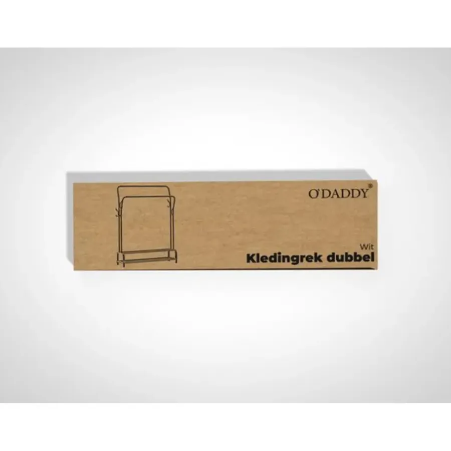 Kledingopbergers|Kledingrekken-O'DADDY Kledingrek met Dubbel Schoenenrek - Wit - 110x33x(137-157) cm