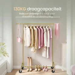 Kledingopbergers|Kledingrekken-O'DADDY Kledingrek op Wielen - 130 Kg Draagvermogen - Verchroomd Metaal