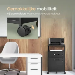 Ladeblokken-O'DADDY Ladekast - Nachtkastje - 44x42x69 cm - Zwart - Mobiel en Duurzaam