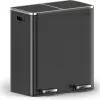 Prullenbakken-O'DADDY O’DADDY Prullenbak 60L - 2 Vakken - Voetbediening - Soft-Close - Zwart