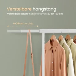 Kledingrekken|Kledingrekken-O'DADDY Verstelbaar Kledingrek op Wielen - 130 Kg Draagvermogen - Roestvrij