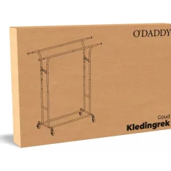 O'DADDY Verstelbaar Kledingrek op Wieltjes - Metaal - Goud - Tot 110 kg