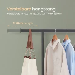 Kledingopbergers|Kledingrekken-O'DADDY O’DADDY® Zwart Kledingrek - Verstelbaar & Stabiel tot 130kg - 4 Grote Wielen