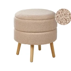 Leen Bakker OKATON - Hocker met opbergruimte - Beige - Bouclé