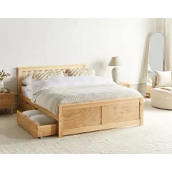 Beliani OLENDON - Bed met 4 lades - Lichtbruin - 140 x 200 cm - Dennenhout