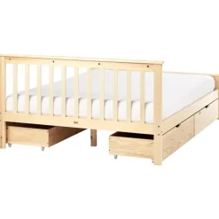 Beliani OLENDON - Bed met 4 lades - Lichtbruin - 140 x 200 cm - Dennenhout