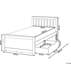 Beliani OLENDON - Bed met 4 lades - Lichtbruin - 90 x 200 cm - Dennenhout