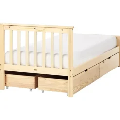 Beliani OLENDON - Bed met 4 lades - Lichtbruin - 90 x 200 cm - Dennenhout