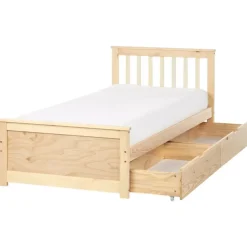 Beliani OLENDON - Bed met opbergruimte - Lichtbruin - 90 x 200 cm - Dennenhout