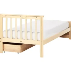 Beliani OLENDON - Bed met opbergruimte - Lichtbruin - 90 x 200 cm - Dennenhout