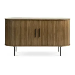Leen Bakker Olivine Lenn Sideboard Gerookt Eiken - Hout - Schuifdeuren - B 140 cm