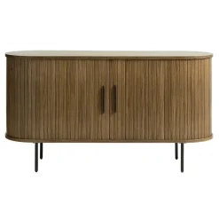 Leen Bakker Olivine Lenn Sideboard Gerookt Eiken - Hout - Schuifdeuren - B 140 cm