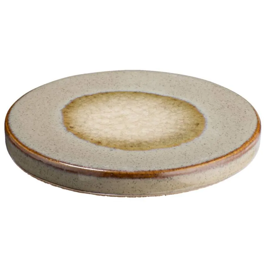 Placemats-Leen Bakker Onderzetter glazuur - beige keramiek - Ø11 cm