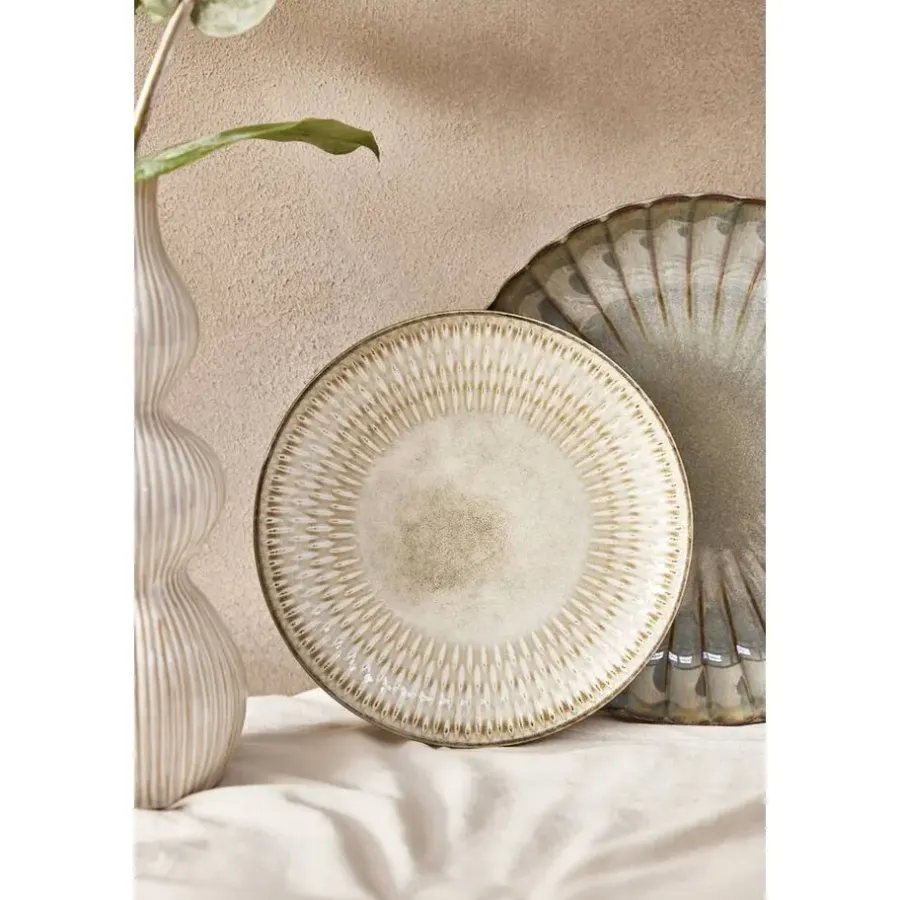 Leen Bakker Ontbijtbord Bodhi - beige stoneware - Ø21,5 cm