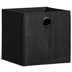 Opbergboxen-Leen Bakker Opbergbox Kenzi bamboe - zwart - 31x31x31 cm