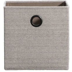 Opbergboxen-Leen Bakker Opbergbox Kenzi linnen - taupe - 31x31x31 cm