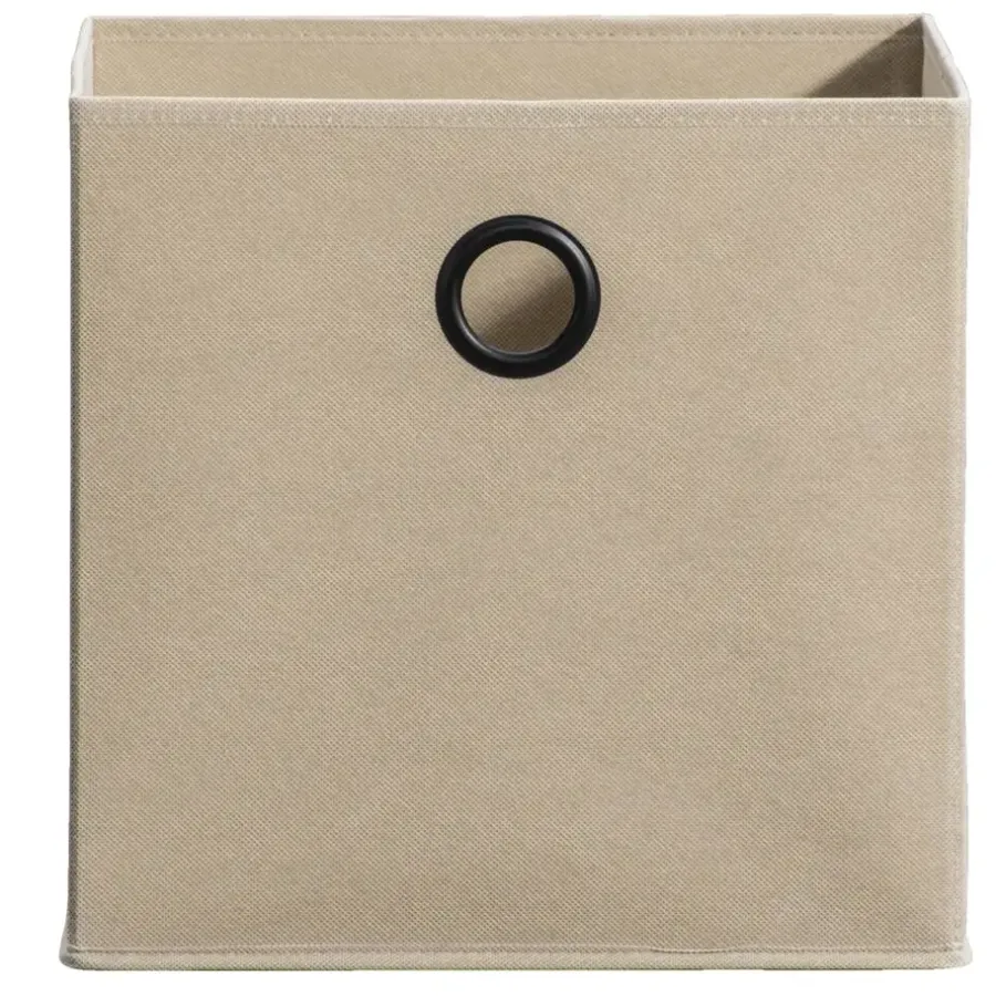 Leen Bakker Opbergbox Kenzi stof - zand - 31x31x31 cm
