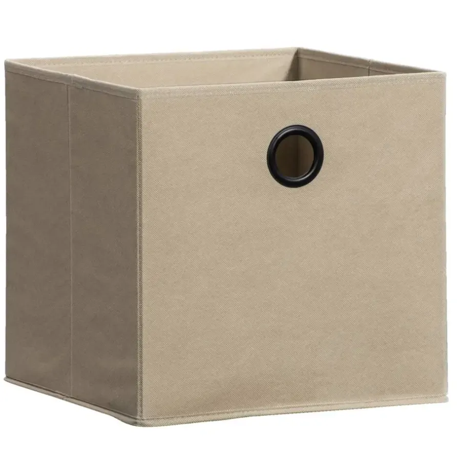 Leen Bakker Opbergbox Kenzi stof - zand - 31x31x31 cm